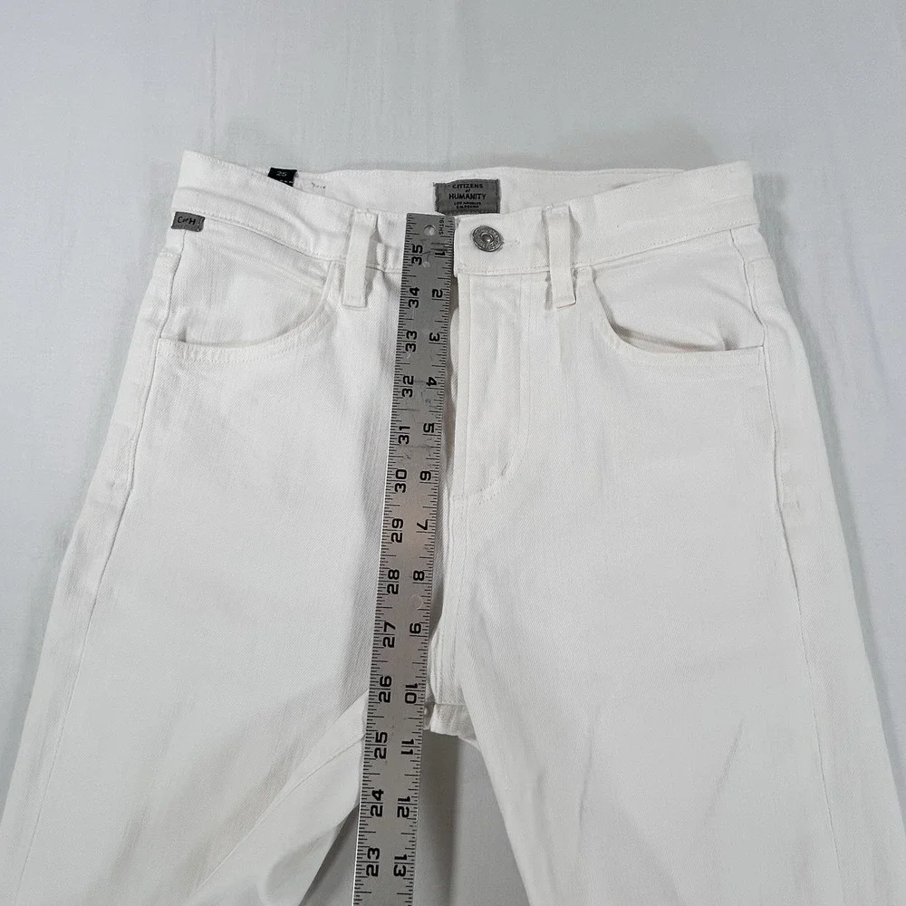 COH Citizens of Humanity Drew Flounce Flared Cropped White Jeans 25 High Rise - Picture 7 of 12